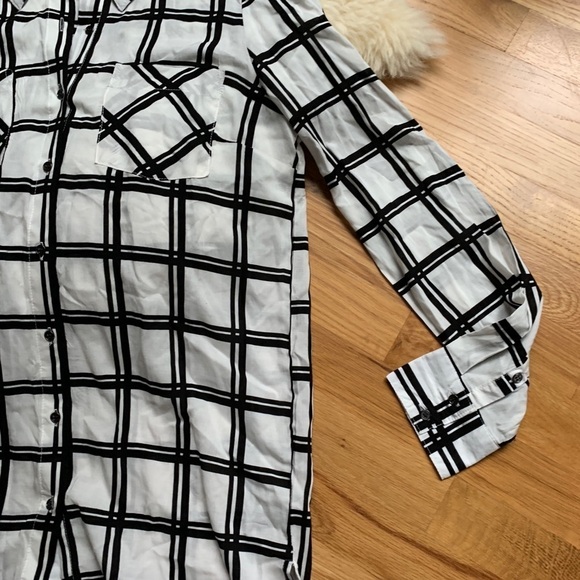 Wetseal Window Pane Plaid Button Down Long Tunic M - Picture 3 of 7